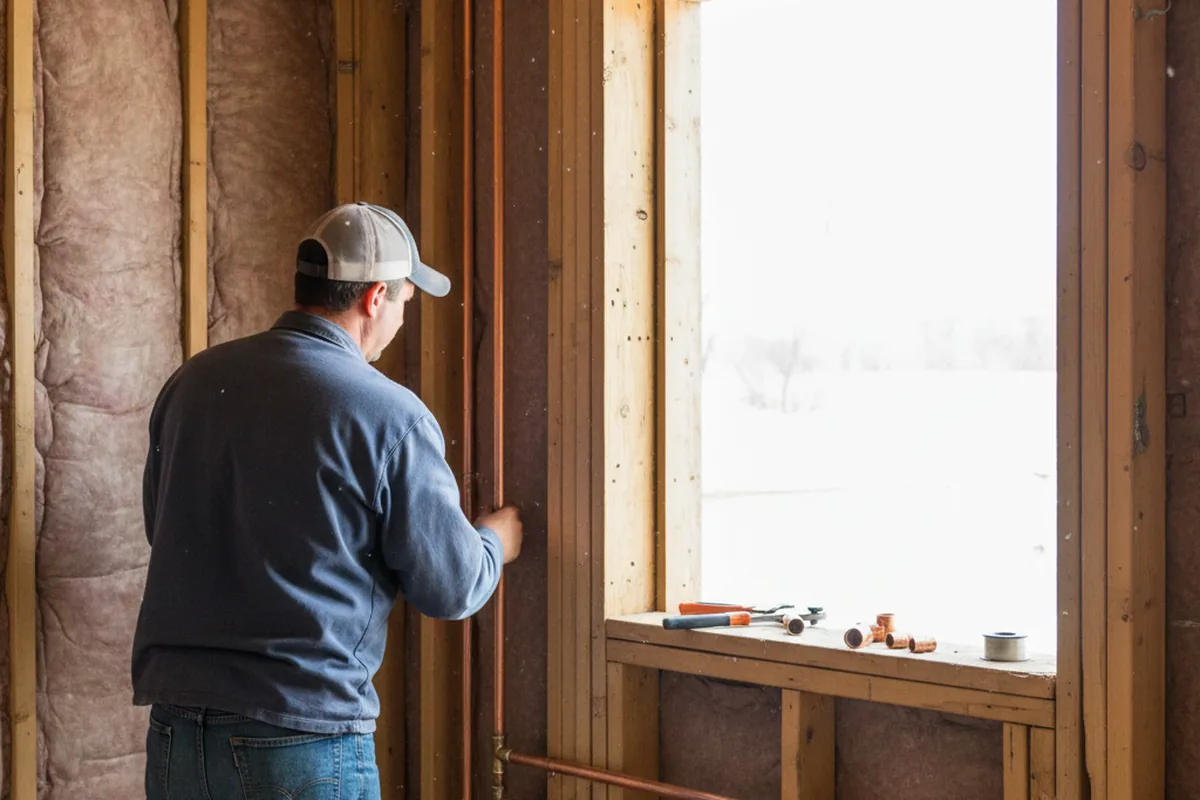 Licensed plumber running new copper supply lines in a Oldtown home